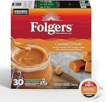 Folgers Caramel Drizzle Flavoured Coffee, Single-Serve K-Cup Pods For Keurig Coffee Makers, 30 Count (Pack of 1)