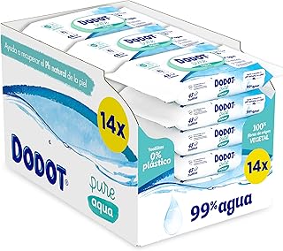 Dodot Toallitas Pure Aqua Para Bebé, 0% plástico 14 Paquetes De 48 Unidades = 672 Toallitas, Elaboradas Con 99% De Agua Pa...