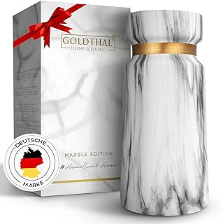 Goldthal® Premium vaas van keramiek in boho-stijl voor bloemen, pampasgras, droogbloem, hoogte 22 cm, witte marmerlook, ee...