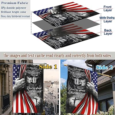 Aroxtms One Nation Under God Flag 3Ply Christian Jesus American Flags for Outside 3x5 Double Sided Christian Jesus Easter Flag Outdoor House Yard Decorations Patriotic God Flag Banner Christian Gifts