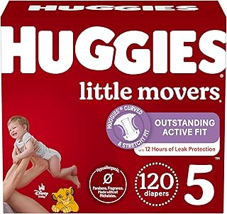 Huggies Size 5 Diapers, Little Movers Baby Diapers, Size 5 (27+ lbs), 120 Count (2 Packs of 60)