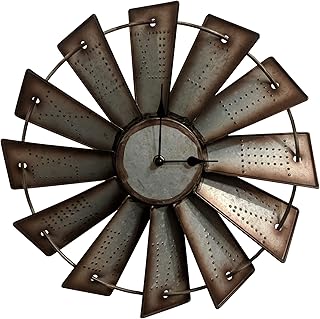 Gianna's Home Rustic Farmhouse Metal Windmill Wall Clock (14.5")