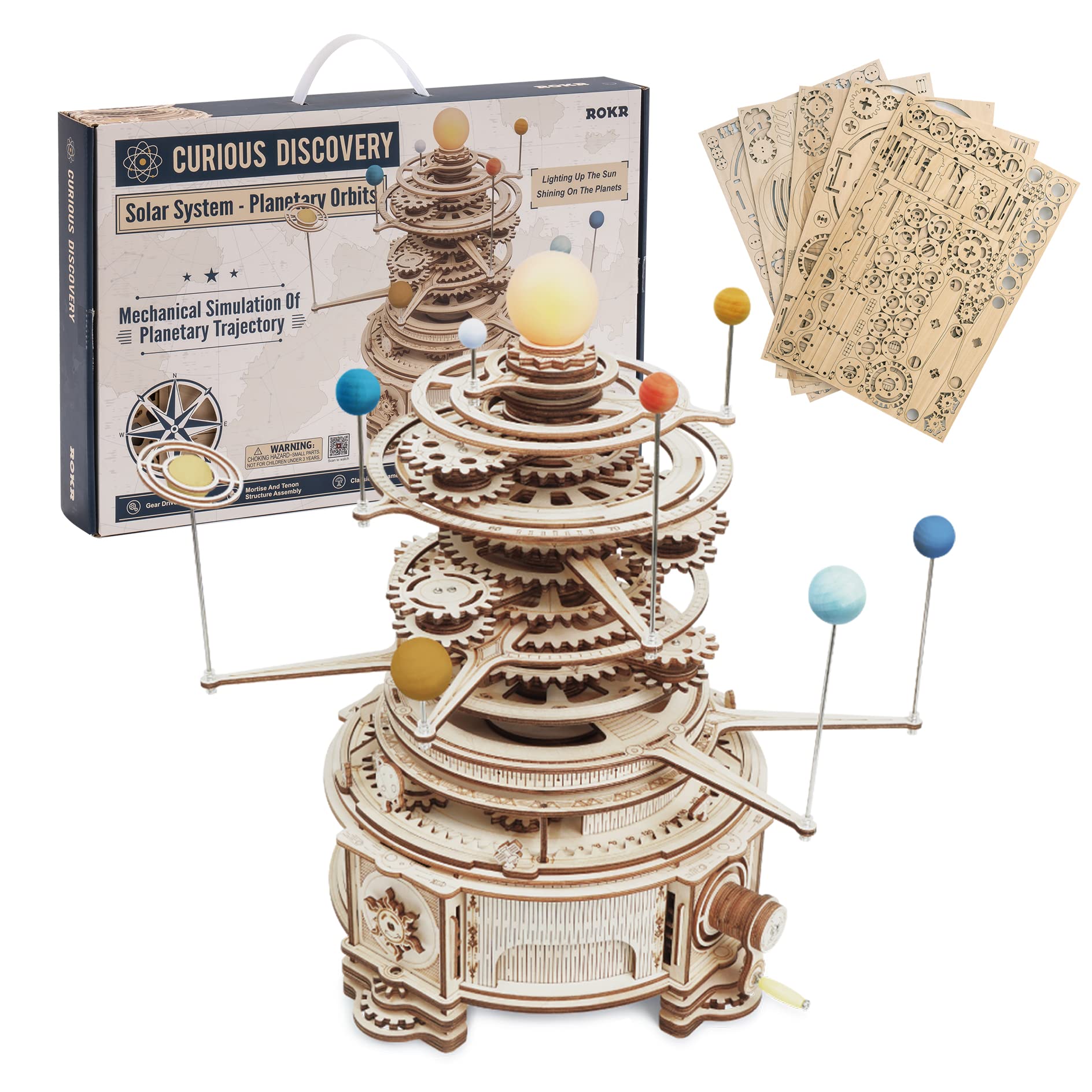 Photo 1 of ROKR 3D Wooden Puzzles Solar System Model Kit for Adults to Build Mechanical Orrery Desk Display Gift for Birthday