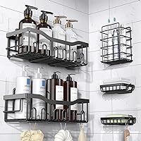 EUDELE Adhesive Shower Caddy, 5 Pack Rustproof Stainless Steel Bath Organizers With Large Capacity, No Drilling Shelves...