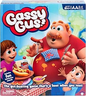 Gassy Gus, The interactive gut-busting game that's a hoot when you toot! Feed Gus gassy foods, but watch out for the big b...