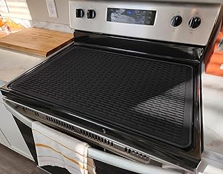 Silicone Stove Top Covers for Electric Stove – 28'' x 20'' Mat for Glass Top Stove, Durable Cooktop Protector (Black)