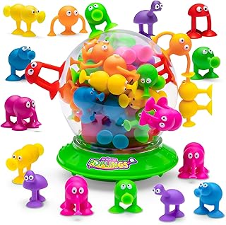 Poplings - The Original Suction Cup Toys in UFO Container - Sensory Bin Kids Bath Game - Bath Time, Play Time, Incredible ...