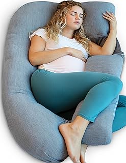 Pharmedoc Pregnancy Pillows, U-Shape Full Body Pillow – Removable Cooling Cover -Dark Grey – Pregnancy Pillows for Sleepin...