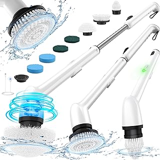 LyriFine Electric Spin Scrubber, 2024 New Full-Body IPX7 Waterproof Bathroom Cleaner Brush, Shower Scrubber with Long Hand...