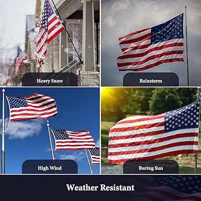 American Flags for Outside 3x5, Heavy Duty American Flag with Embroidered Stars, Thicken Nylon US Flag with Sewn Stripes Brass Grommets US Flags 3x5 Outdoor Made in USA High Wind All Weather Flags