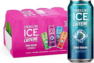 Sparkling Ice Caffeine Variety Pack, Flavored Sparkling Water, Zero Sugar, with Vitamins and Antioxidants, 16 fl oz, 12 co...