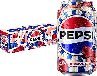 Pepsi Cola Soda Pop, Wild Cherry & Cream, 12 fl oz Cans (12 Pack)