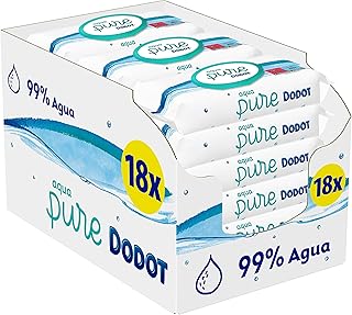 Dodot Toallitas Aqua Pure para Bebé, 99% Agua, 864 Toallitas, 18 Paquetes (14+4 Gratis)