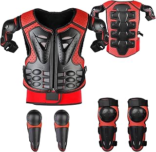 Youth Dirt Bike Gear, JUSTDOLIFE 5 PCS Motorcycle Armbor Protection Jacket, Kids Motorcycle Armor with Knee Pads Elbow Pad...