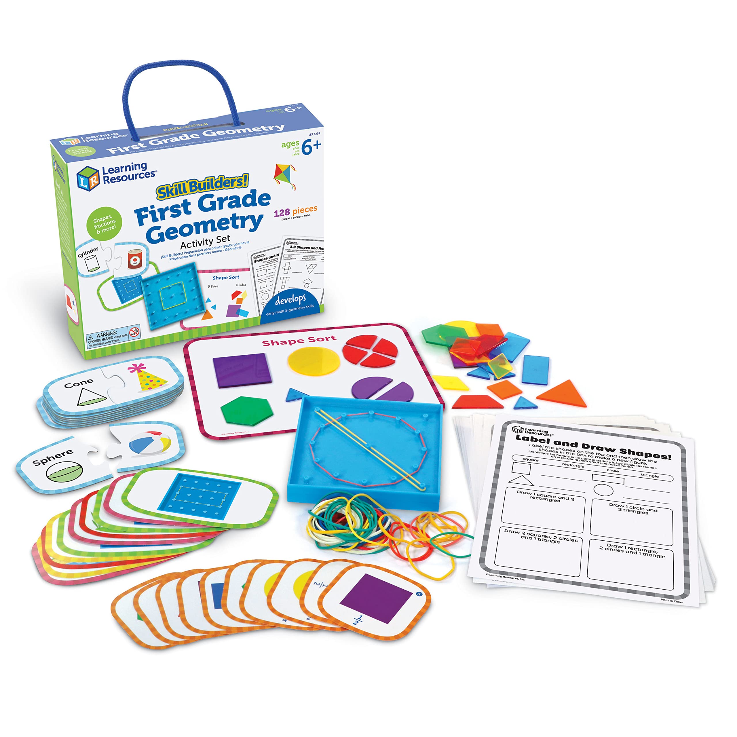 Skill Builders! 1st Grade Geometry, Homeschool Curriculum, First Grade Learning Games, First Grade Learning Materials, Back to School,128 Pieces, Age 6+