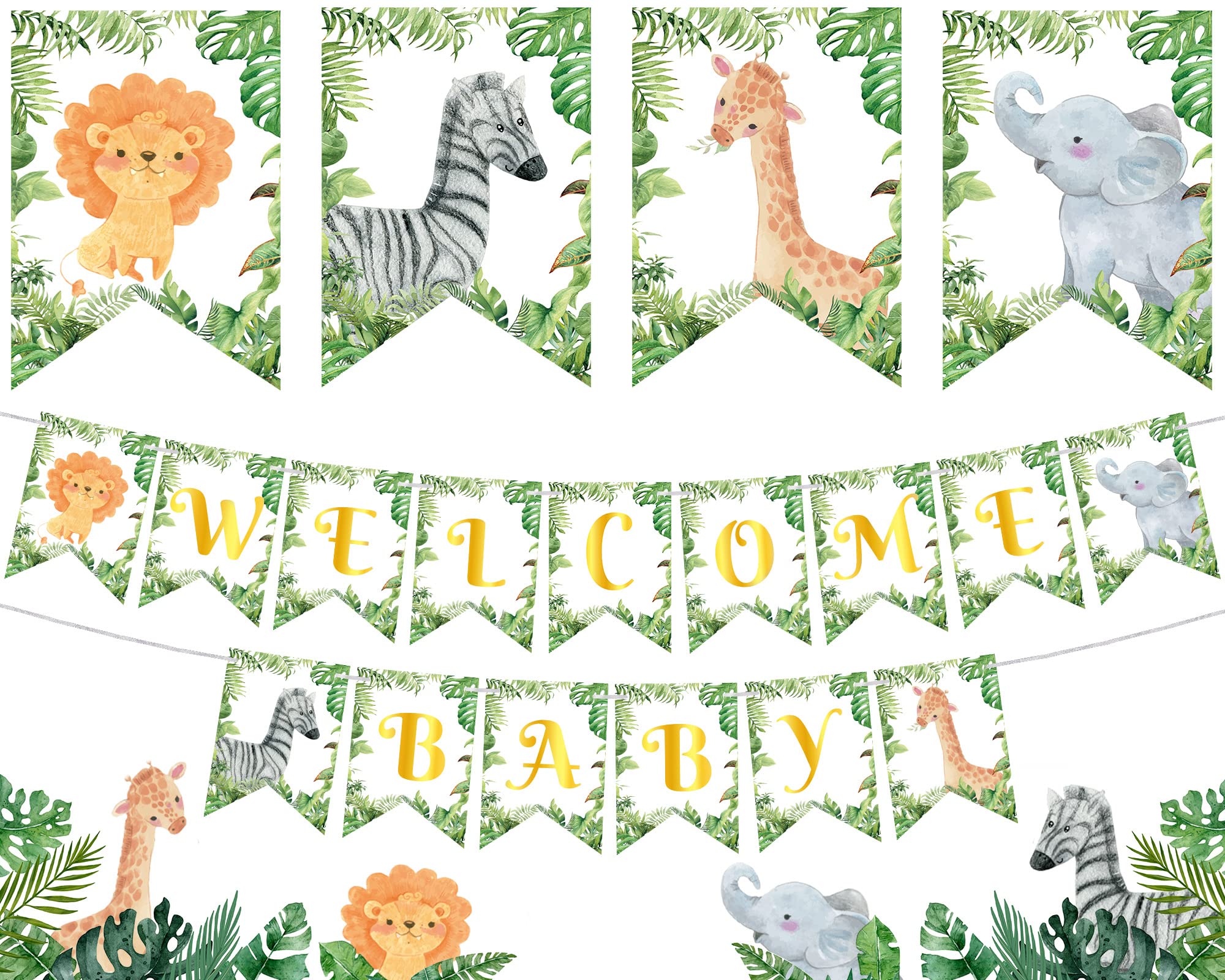 Buy Safari Welcome Baby Banner, Jungle Animals Baby Shower Banner ...