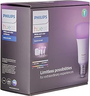 Philips Hue Starter Kit Casa Inteligente 9W, 110V - 3 Lâmpadas + Hub, Iluminação Inteligente Controlada Por Wifi e Bluetoo...