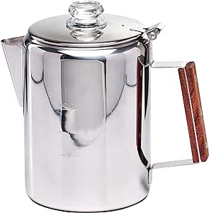 ZOWIE KING Camping-Fire Coffee Percolator Stovetop Pot- Stainless Steel Stove top Coffee Pot, Unleash Flavor in the Great Outdoors (9 Cups)