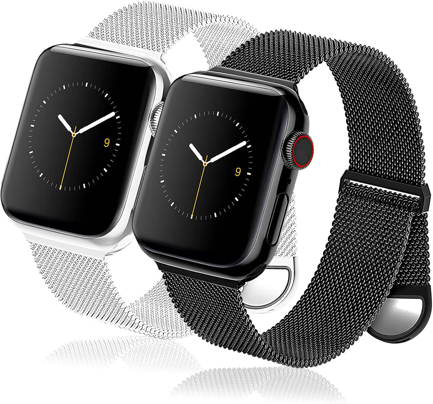 2 Pack Metal Watch Bands Compatible for Apple Watch Band 41mm 40mm 38mm 42mm 44mm 45mm for Women Men, Stainless Steel Magnetic Mesh Loop Strap Replacement for iWatch Series 7/SE/6/5/4/3/2/1