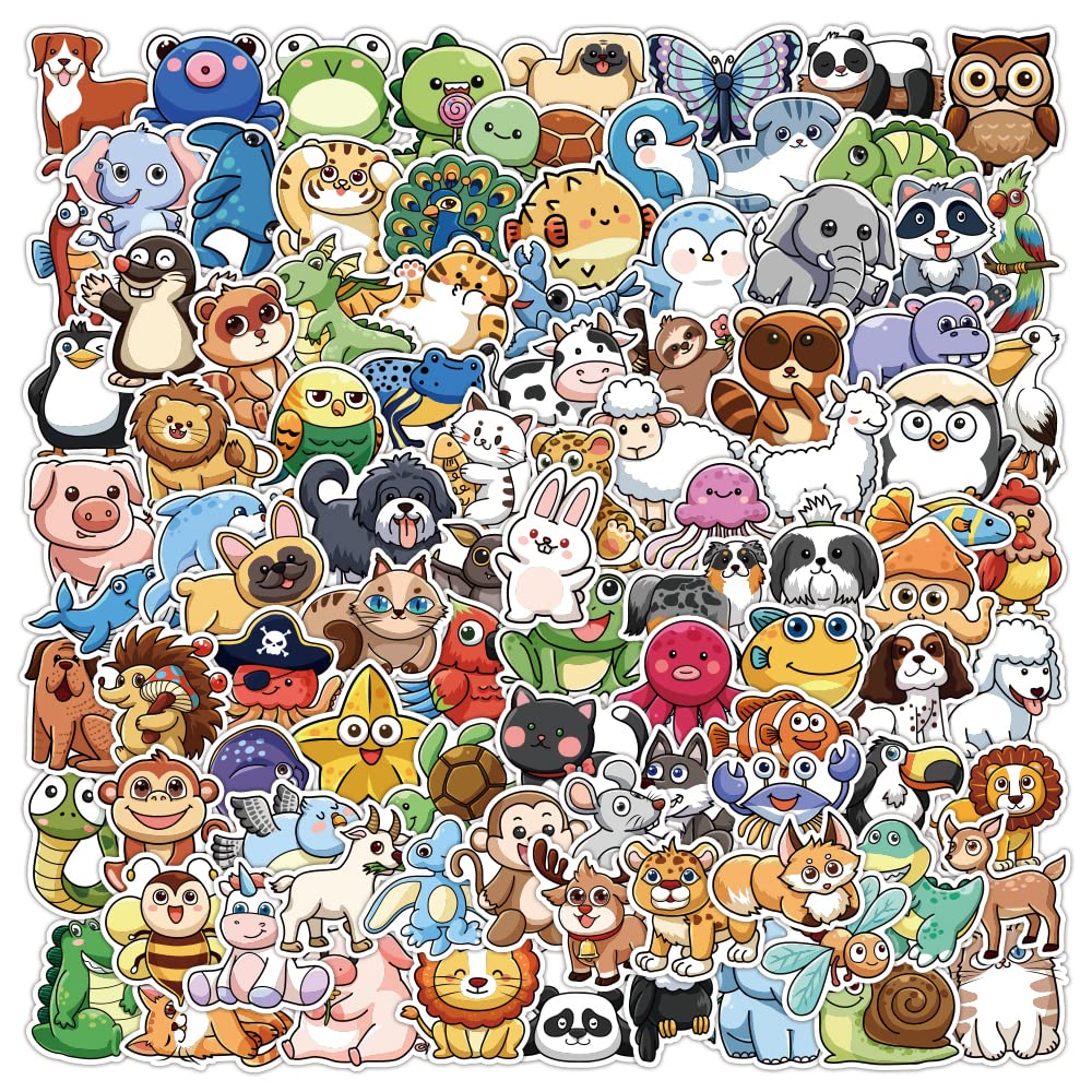 Amazon.com: LOVELYLIFE 100pcs Cute Animal Stickers Vinyl ...