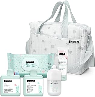 Suavinex, Bolso Carro Bebé con Cosmética: Gel Champú Syndet 300 ml + Loción Hidratante 300 ml + Pomada Pañal 50 ml + Baby ...