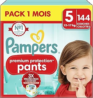 Pampers Premium Protection Pants, Taille 5, 144 Couches-Culottes, 12-17kg, Notre Meilleur Confort & Protection, Maintien 3...