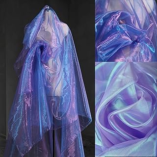 3.3 Yard Magic Purple Organza Fabric with Holographic Iridescent Effect, 59-inch Wide, Perfect for Halloween, Wedding, DIY...