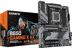 GIGABYTE B650 Gaming X AX (AM5/ LGA 1718/ AMD/ B650/ ATX/ 5-Year Warranty/ DDR5/ PCIe 4.0 M.2/ PCIe 4.0/ USB 3.2 Gen2x2 Type-C/AMD Wi-Fi 6E/ Realtek 2.5GbE LAN/Motherboard)