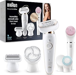 Braun Silk-épil 9 Flex Depiladora Eléctrica Mujer con Cabezal Flexible y Tecnología SensoSmart, Kit de Belleza, Inalámbric...