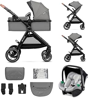 Kinderkraft ESME Silla de Coche 3 en 1 Set, con Portabebés Mink PRO I-Size, Sistema de Viaje, Cochecito para Bebé, Cocheci...