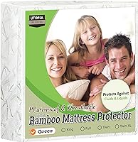 Utopia Bedding Waterproof Mattress Protector Queen Size, Viscose Made from Bamboo Mattress Cover 200 GSM, Fits 17 Inches...