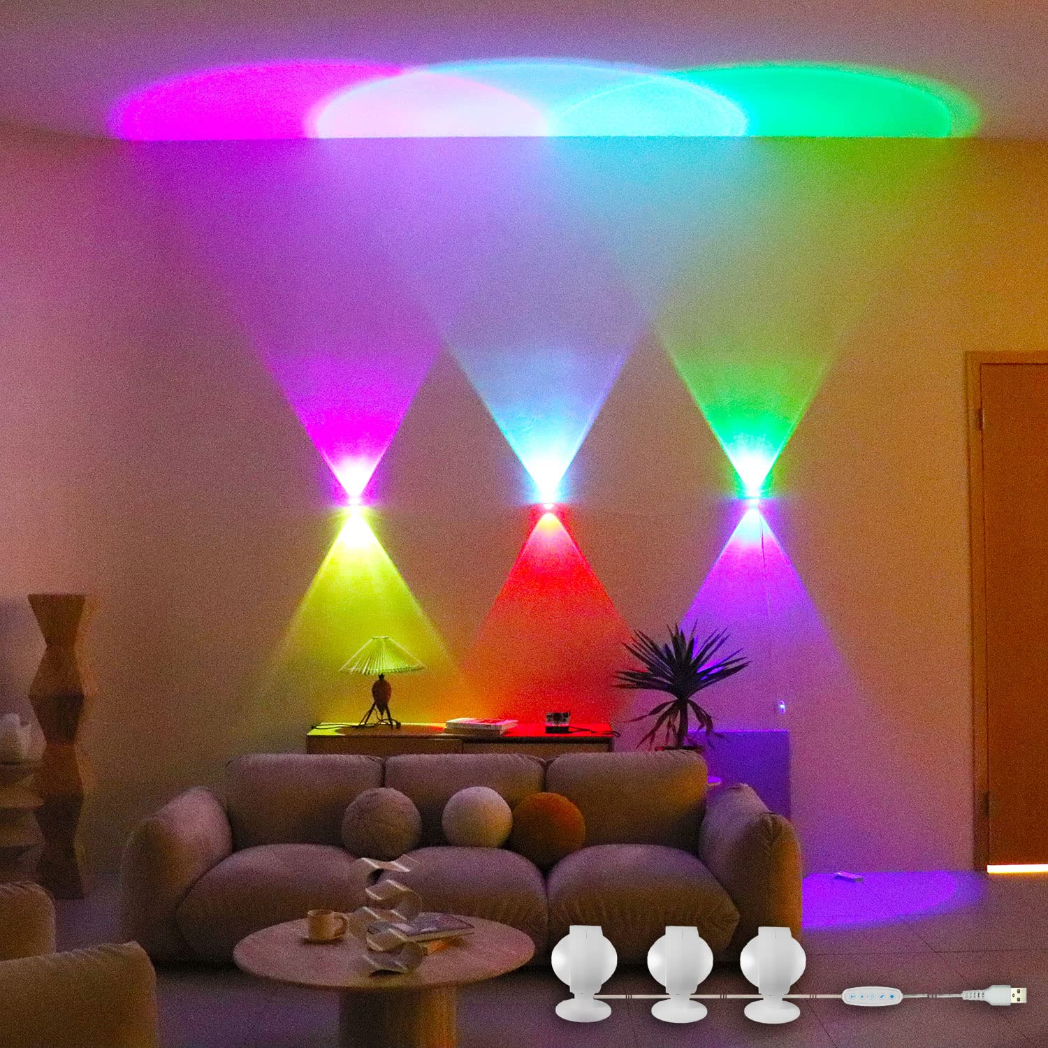 ACNCTOP Novelty Ambient and Mood Lighting 360° Rotating DIY Wall ...