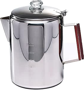 ZOWIE KING Camping-Fire Coffee Percolator Stovetop Pot- Stainless Steel Stove top Coffee Pot, Unleash Flavor in the Great Outdoors (12 Cups)