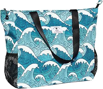 ESVAN LARGE BEACH BAG Water Resistant Lightweight 20 inch Women Oversize Tote Bag for Gym Beach Travel Pool Yoga Nurse