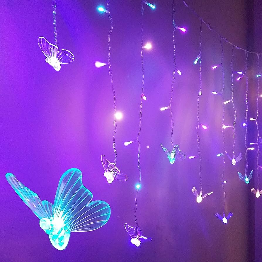 Amazon.com: Butterfly Curtain Fairy Lights for Bedroom String ...