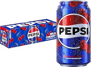 Pepsi Cola Soda, Wild Cherry, 12 Fl Oz Cans (Pack of 12)