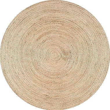 Fernish Décor Alfombra de yute tejida a mano, hilo natural, rústico vintage, reversible, respetuosa con el medio ambiente (3 