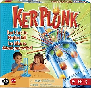 Mattel KerPlunk Kids Game, Easy-to-Learn Family Game for 2 to 4 Players, Don't Let The Marbles Fall