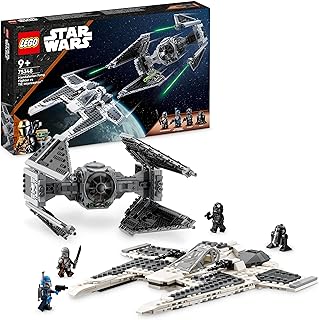 LEGO Star Wars Mandalorian Fang Fighter vs TIE Interceptor Building Set with Two Starfighters Construction Toy for Kids wi...