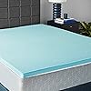 Amazon Basics Cooling Gel-Infused Firm Support Mattress Topper, Alternative Latex Foam, 2 Inches, Queen, Blue