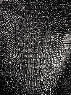 Vinyl Fabric Crocodile Gator Fake Leather Upholstery 54" Wide Sold by The Yard (SEMI Glossy Black)