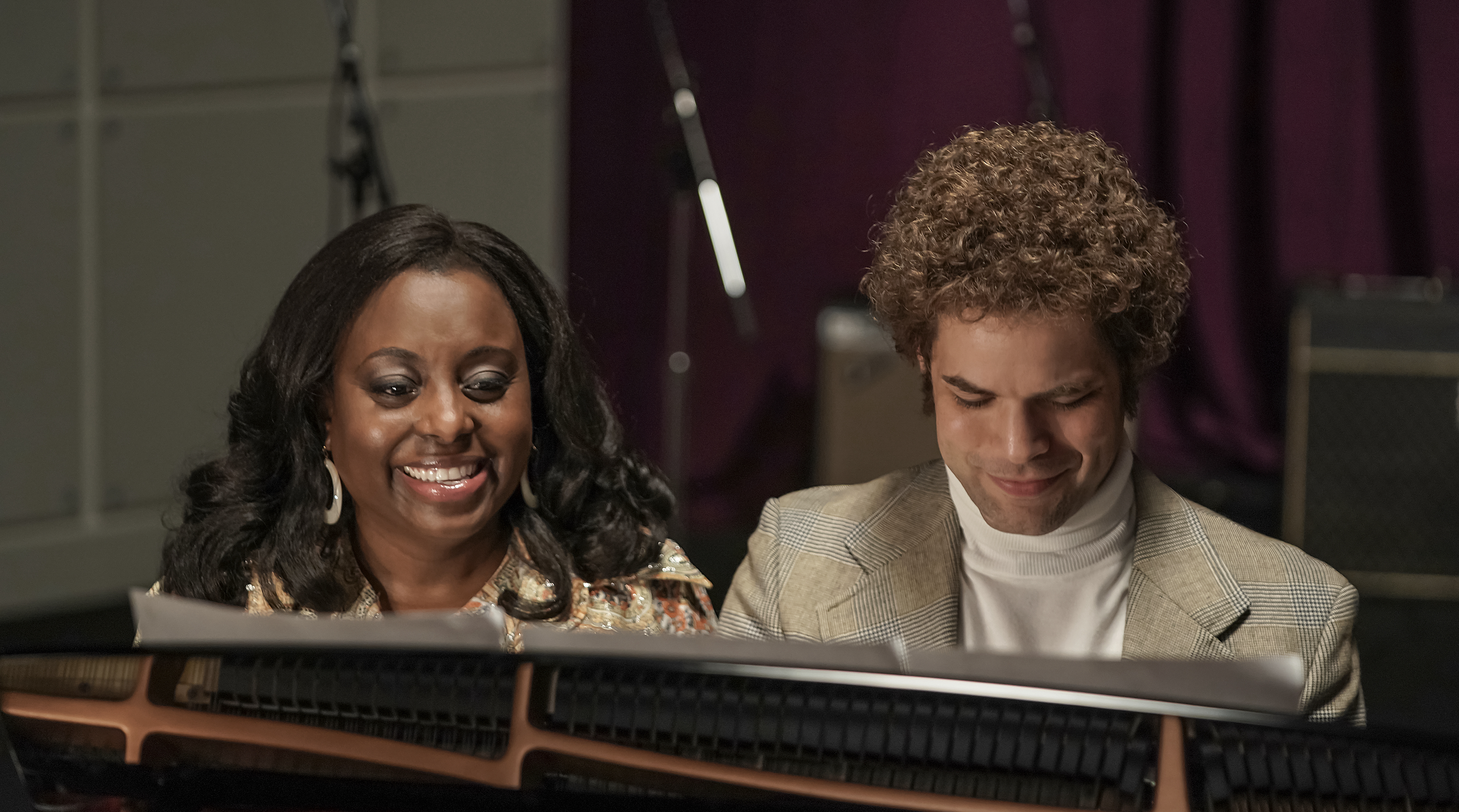 Jeremy Jordan and Ledisi in Spinning Gold (2023)