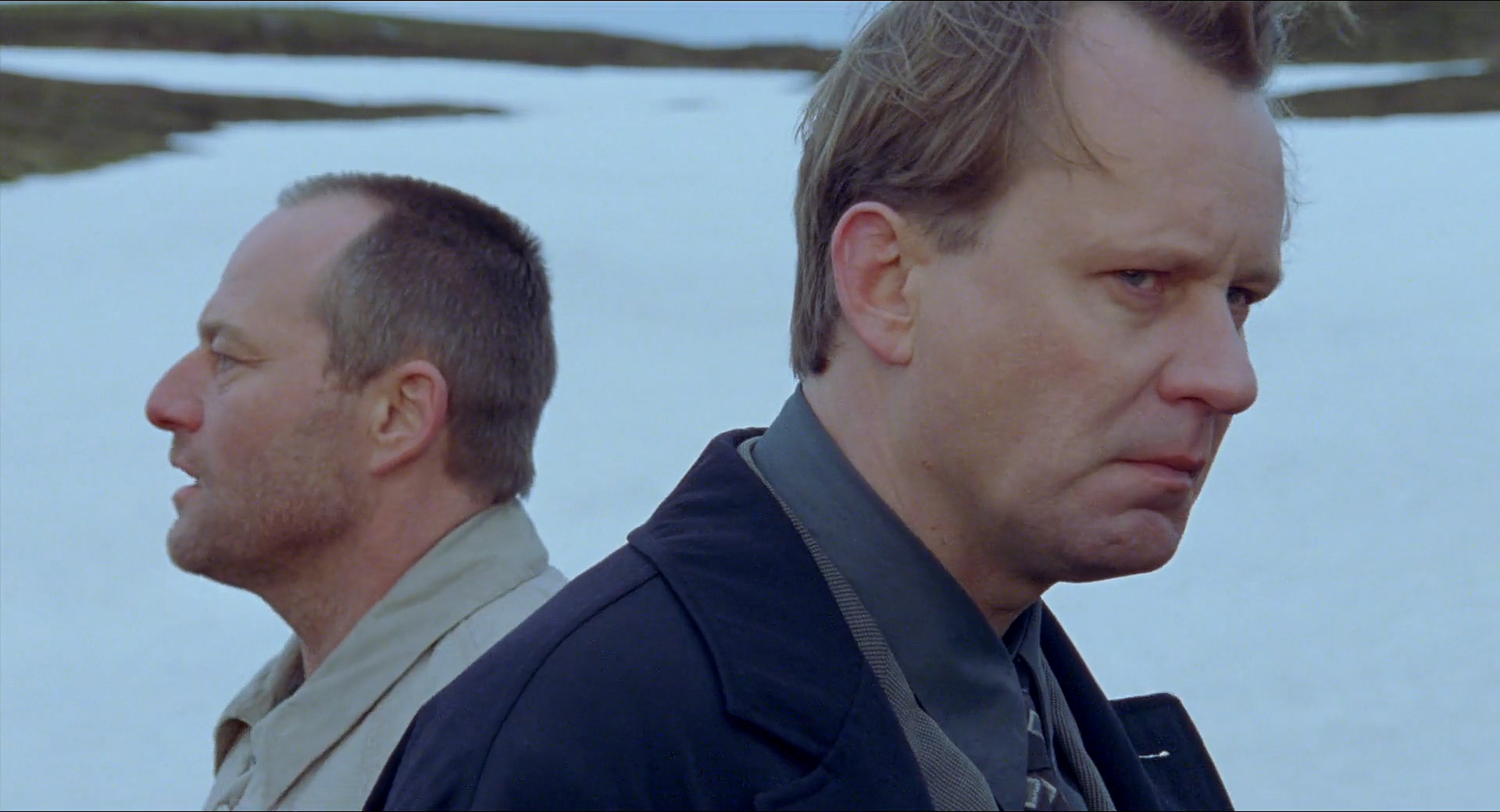 Stellan Skarsgård and Bjørn Floberg in Insomnia (1997)