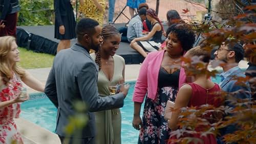 Wade Allain-Marcus, Amanda Seales, Ivan Shaw, Jay Ellis, Lisa Joyce, Yvonne Orji, Issa Rae, and Natasha Rothwell in Insecure (2016)