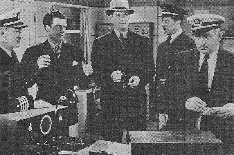 Reed Hadley, William Hall, Edward Keane, John McGuire, and Morgan Wallace in Sea Raiders (1941)