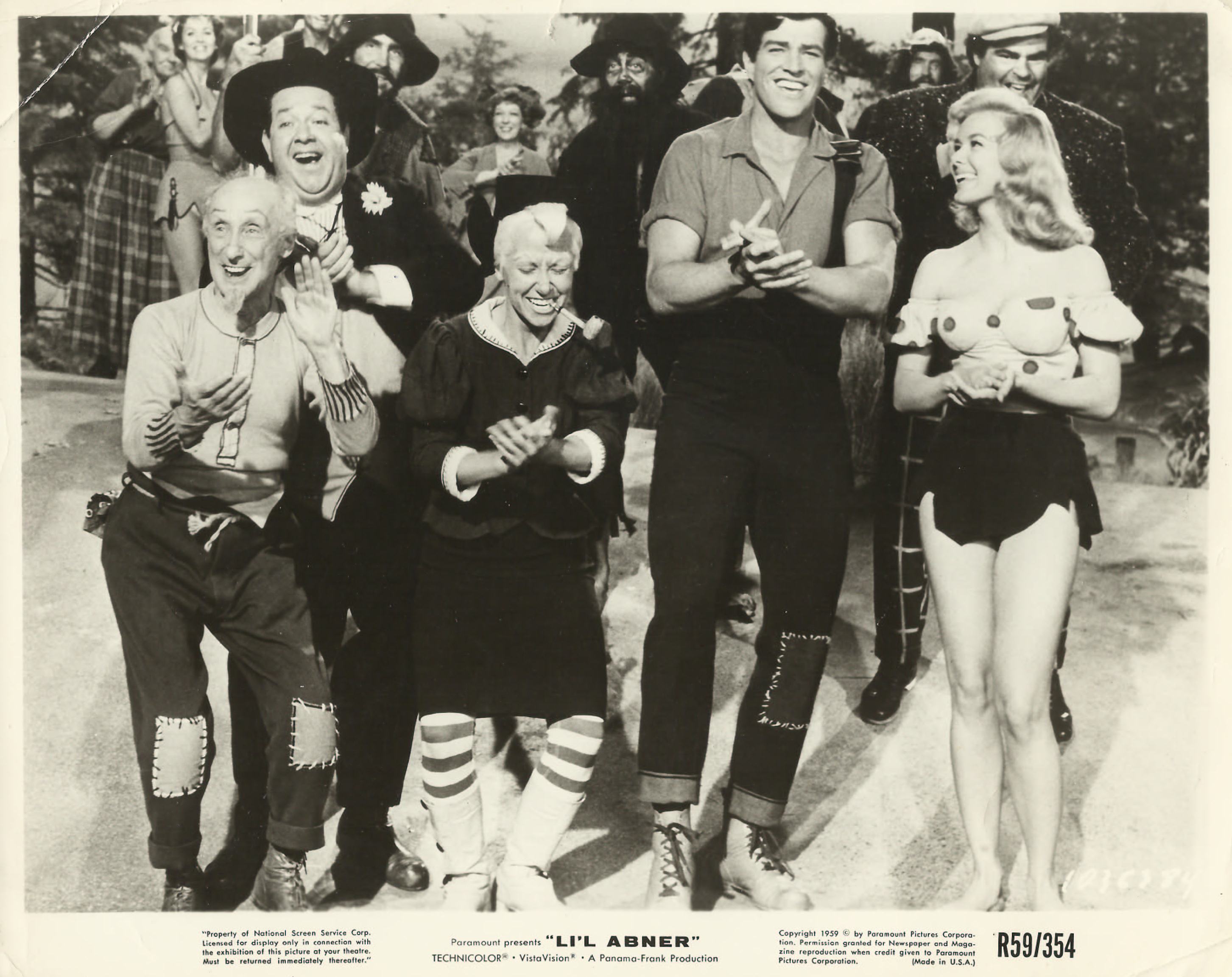 Billie Hayes, Bern Hoffman, Stubby Kaye, Joe E. Marks, Peter Palmer, Leslie Parrish, and Robert Strauss in Li'l Abner (1959)