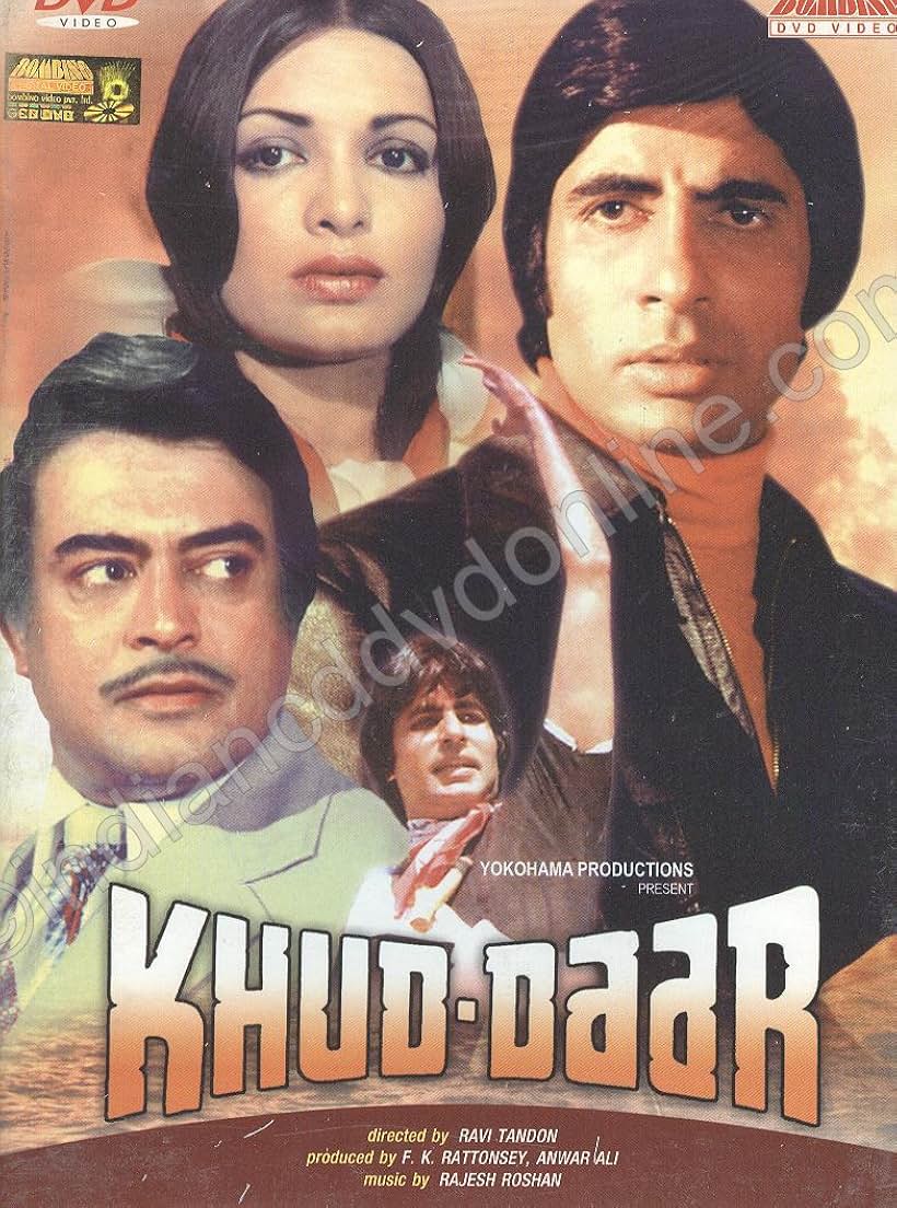 Amitabh Bachchan, Parveen Babi, and Sanjeev Kumar in Khud-Daar (1982)