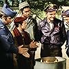 Robert Clary, Bob Crane, Richard Dawson, Larry Hovis, and Kenneth Washington in Hogan's Heroes (1965)