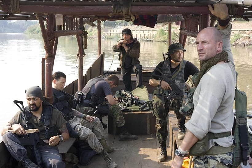 Sylvester Stallone, Jake La Botz, Matthew Marsden, Graham McTavish, Tim Kang, and Reynaldo Gallegos in Rambo (2008)