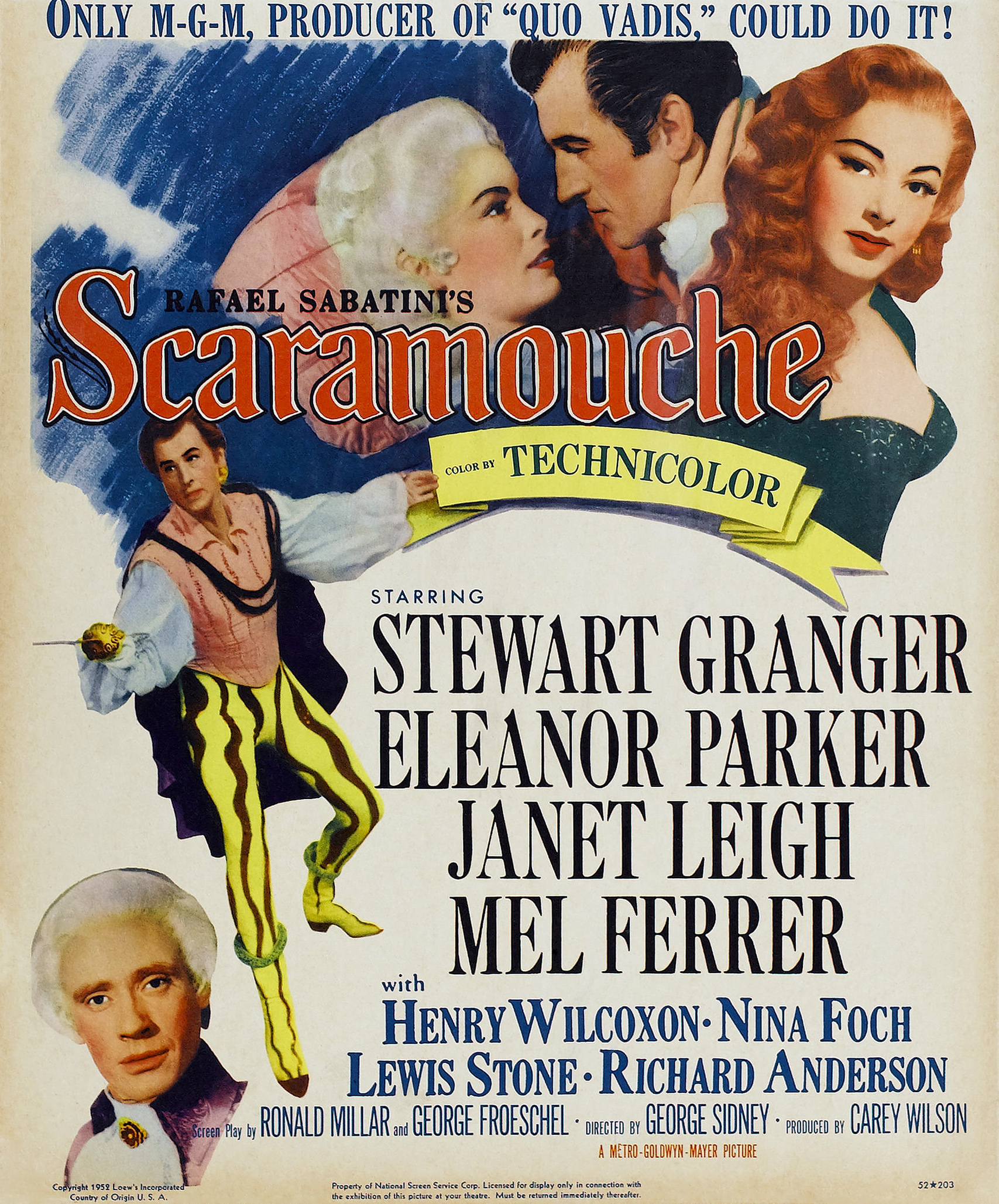 Stewart Granger, Janet Leigh, Mel Ferrer, and Eleanor Parker in Scaramouche (1952)